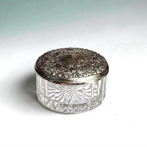 Vintage KIG Silver Plated and Cut Glass Powder or Trinket Box